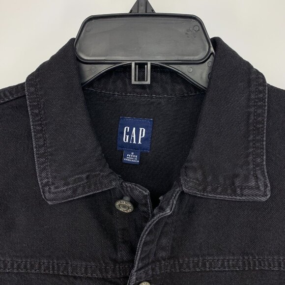 Gap Denim Dress Black Long Sleeve Button Down Pocket Mini - Picture 5 of 11